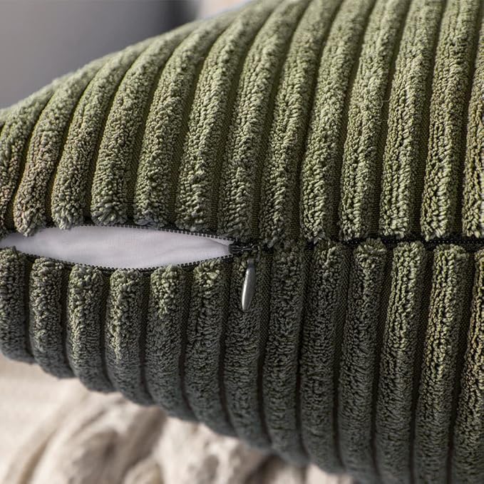 MIULEE Pack of 2 Pillow Covers Soft Soild Decorative Throw Pillow Covers Set Cushion Cases Pillowcases for Sofa Bedroom Car 12 x 20 Inch 30 x 50 Cm Olive Green