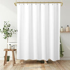 Boho Shower Curtain Set, Waterproof Fabric Shower Curtains, Luxury Hotel Style, Waffle Texture, Heavy Duty, Extra Long Bath Curtain, No Hook, Bathroom Decor, 72x60 Inch, White
