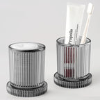 2 Pack Qtip Holder - Apothecary Jars with Lids, Bathroom Organizers and Storage Canister for Cotton Balls,Swabs,Floss Picks,Hair Ties,Clear Glass Vintage Bathroom Decor Jar Set (Gray)