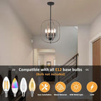 Modern Farmhouse Chandeliers for Dining Room Light Fixture 4 Light Adjustable Pendant Lights Kitchen Island Faux Wood Rustic Hanging Small Kitchen Chandelier for Entryway Living Room Foyer Hallway