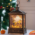 12.5'' Fall Snow Globe Lantern - Thanksgiving Glittering Lighted Lantern, Fall Decorations Autumn Harvest Day Gifts, Home Fall Halloween Decor (Scarecrow &Turkey)