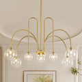 Modern Sputnik Light Fixture 8 Lights Luxury Gold Chandelier Large L41” Mid Century Clear Glass Globe Ceiling Pendant Light for Foyer Staircase Living Dining Room Kitchen
