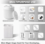 Resin White Bathroom Accessories Set 5 Pcs, Lotion Soap Dispenser, Toothbrush Holder, Bathroom Tumbler, Qtip Holder and Vanity Tray, Bathroom Countertop Organizer Set for Modern Home Apartment