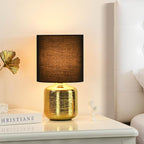 Lampwell Beno Small Table Lamp for Living Room as Bedside Table Lamp for Bedroom,Modern Ceramic Table Lamp,Kids Table Lamp,Night Table Lamp,Φ6.3×H11.81IN,Bulb Excluded,Black Gold Table Lamp