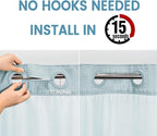 Fog Blue Stall No Hook Shower Curtain with Snap in Liner,230GSM Waffle Weave Shower Curtains for Bathroom,54W x 80H
