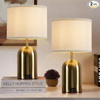 GyroVu Touch Control Table Lamps Set of 2, Gold Bedside Table Lamps for Bedroom Living Room Office, Modern 3 Way Dimmable Desk Lamp for Nightstand with 2 USB Charging Ports, 2 Bulbs Included