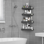 Sotfamily Shower Caddy Corner, 4 Pack Adhesive Corner Shower Shelves for Bathroom Organizers and Storage, Rust Free Plastic Rack for Bathroom Accessories & Decor, Black