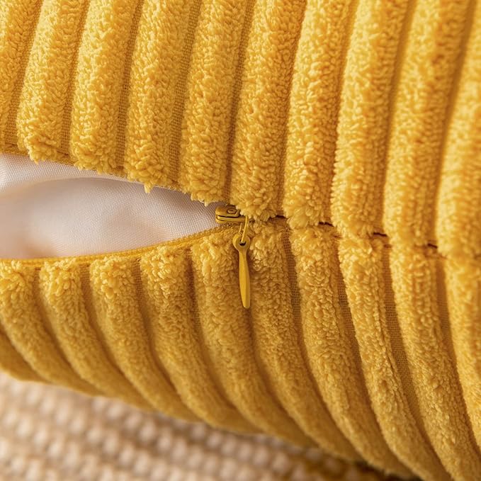 MIULEE Pack of 2 Mustard Yellow Fall Pillow Covers 16x16 Inch Soft Decorative Throw Pillow Covers Corduroy Pillowcases for Sofa Bedroom Couch