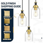 zeyu Modern Gold Pendant Light, 1-Light Glass Hanging Light for Kitchen Dining Room, Clear Glass Shade, Black and Gold Finish, ZG33M1L BK+BG