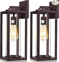 16inch Large Outdoor Wall Lights 2 Packs - Oil Rubbed Bronze Exterior Light Fixture with Clear Glass Shade, Waterproof Porch Lighting for House, Farmhouse Sconces Lantern for Front Door, Garage