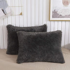 XeGe Faux Fur Throw Pillow Cases, Plush Shaggy Ultra Soft Pillow Covers, Fluffy Crystal Velvet Decorative Pillowcases, Furry Fuzzy Pillow Shams Zipper Closure, Set of 2(King, Dark Gray)