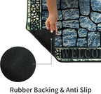 Door Mat Welcome Mat, Heavy Duty Door Mat 23.6 x 35.4 Inch Front Rug Doormat for Outdoor Entrance Home Non-Slip Rubber Rug for Front Door, Outside, Entryway, Patio (Blue Welcome)