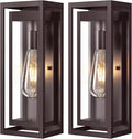15" Large Oil Rubbed Bronze Outdoor Light Fixture, 2 Pack ORB Outdoor Sconces, Modern Waterproof Wall Lights with Clear Glass Shade for Front Door, Porch, Garage