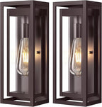 15" Large Oil Rubbed Bronze Outdoor Light Fixture, 2 Pack ORB Outdoor Sconces, Modern Waterproof Wall Lights with Clear Glass Shade for Front Door, Porch, Garage