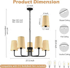 28" Black Boho Rattan Chandelier for Living Room 5-Light Coastal Farmhouse Chandeliers for Dining Room Adjustable Rustic Boho Pendant Light Fixture Bedroom Kitchen Island Entryway Foyer