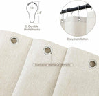 Scalloped Shower Curtain Linen Textured with 12 Metal Hooks Cute Modern Style, Washable Waterproof Cloth Shower Curtains with Black Border for Bathroom Decor Hotel Bathtub, Beige/Cream, 72x72