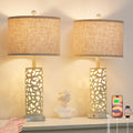 26" Farmhouse Table Lamp - 2 USB A+C 3-Way Dimmable Touch Lamps