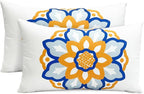 Decorative Throw Pillow Covers Set of 2 Dahlia Floral Pillow Covers 12x20 inch Super Soft Short Plush Square Throw Pillows,Farmhouse Outdoor Pillow Covers for Couch Sofa Bed Living Room