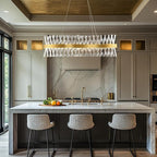 Modern Crystal Chandeliers, Luxurious S-Shape Chandeliers for Dining Room Over Table, L40 Gold Rectangular Dining Room Chandelier, Linear Kitchen Island Lighting, Dimmable Ceiling Light Fixture