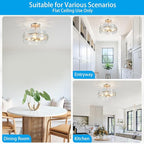 XINGQI Drum Ceiling Lights for Dining Room 4-Light Modern Farmhouse Water Ripple Glass Sliver Ceiling Lighting Fixture 15.7" Bedroom Living Room Hallway Entryway