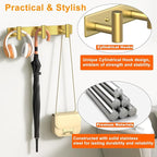 Wall Mounted Coat Rack-3 Hooks, Heavy Duty Stainless Steel Wall Hooks for Towel Coat Bag, Hat Rack Coat Hanger Coat Hooks Towel Racks for Bathroom Entryway Kitchen Hotel Office (Gold,1 Pack)