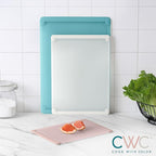 COOK WITH COLOR Extra Large Cutting Board Set, Jumbo-Sized Boards with Rubber Border for Enhanced Cooking Experience, 3-Piece, Teal
