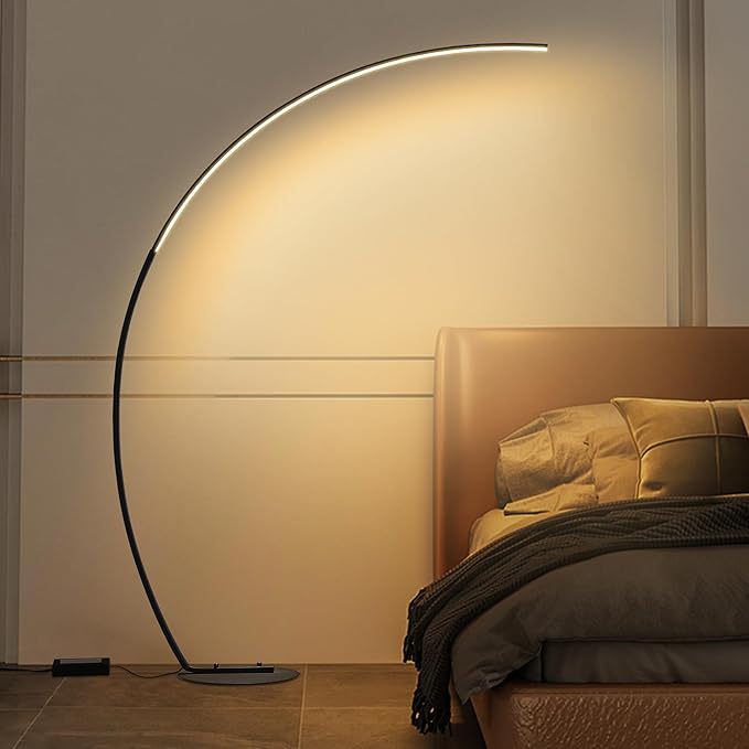 67in Dimmable LED Arc Floor lamp with 3 Color Temperatures, Modern Floor Lamps for Living Room, Standing Tall Lamp with Remote Control Reading Ambient Lighting for Bedroom Office Living Room