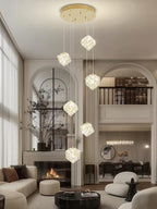 6-Lights Chandeliers for Dining Room Modern Gold Chandeliers for High Ceilings Crystal Pendant Light Fixture for Living Room Kitchen Island Foyer Hallway Bar