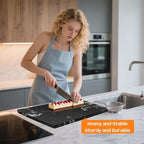 Black Marble Cutting Board For Kitchen, 16x20 Inch Large Marble Slab Pastry Board With Non-Slip Feet For Baking, Cheese, Charcuterie, Chocolate