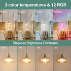 Battery Operated Pendant Light 5000mAh Rechargeable Chandelier with Remote Control Wireless Adjustable Hanging Amber Striped Light for Kitchen Island Dining Room Hallway, 2 Pack