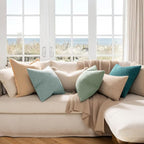 MIULEE 20x20 Inch Decorative Pillow Covers for Couch Bed Set of 2 Textured Boucle Neutral Winter Throw Pillows Teal Blue Accent Solid Cushion Pillowcases Sofa Livingroom Home Decor