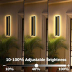 Picico 12in Modern LED Outdoor Wall Lights, Dimmable Black Exterior Wall Sconce Lighting Fixtures, Rectangular Mini Outdoor Garage Lights, 360° Beam Angle,Vertical Outdoor Lights for House Porch