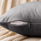 EMEMA Pack of 2 Velvet Throw Pillow Covers Decorative Square Pillowcase Soft Solid Cushion Case for Sofa Bedroom Chair Car 18x18 Inch Grey