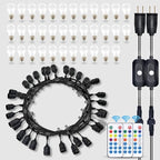 96FT Outdoor String Lights, 30 Shatterproof Edison Bulbs, Dimmable Color Changing RGB LED Patio Lights with 2 Remote Controllers. Perfect for Backyard Decorative Lighting