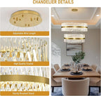 Modern Crystal Chandeliers, Double Tier 40"+32" Large High Ceiling Chandelier. Elegant Crystal Chandelier Hangs from The Ceiling of The Living Room, Stairwell, and Foyer.