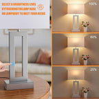 Nightstand Table Lamps for Bedrooms Set of 2 - Touch Bedside Lamp with USB C+A, 3 Way Dimmable Living Room Lamps for End Tables Set of 2, Modern Night Stand Lamps for Bed Side(White&Silver)