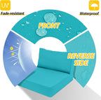 AAAAAcessories Outdoor Deep Seat Cushions, Waterproof, Fade-Resistant Patio Furniture Replacement Cushions, 24" x 24" x 5" + 24" x 13.5", Set of 4, Turquoise Blue