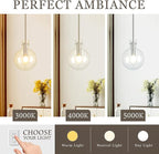 Brushed Nickel Pendant Lights Kitchen Island 2 Pack, 8" Large Globe Glass Hanging Light Fixtures, Modern Kitchen Pendant Lighting Over Island for Sink Bathroom, OS-JJ528-2PBN