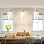 Glass Pendant Lights Kitchen Island 2 Pack, Brushed Nickel Pendant Light Fixtures with Hand-Blown Clear Glass, Modern Hanging Light for Kitchen Sink Dining Room Bedroom, E26