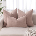 MIULEE Textured Boucle Throw Pillow Cover Pink Accent Solid Lumbar Spring Pillow Case Decorative Soft Pack of 1 Couch Cushion Chair Sofa Bedroom Livingroom Home Decor,12x20 Inch