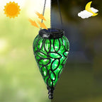 SUNNYPARK Outdoor Plastic Solar Hanging Lantern, 15 Cool White LEDs Twinkle Effect Tear-Shaped Hanging Lantern Decor Garden Decorative Solar Lights for Backyard, Patio and Lawn