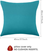 Boao 4 Pack Christmas Decorative Outdoor Waterproof Throw Pillow Covers Square Patio Balcony Garden Waterproof Cushion Case PU Coating Pillow Shell for Couch Bed Patio Sofa, 18 x 18 Inch(Blue-Green)