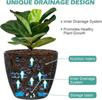 Vanavazon Plant Pots 9/8/7 Inch Set of 3 Flower Pots Indoor Outdoor Plastic Planters with Drainage Hole and Tray (Speckled Black)