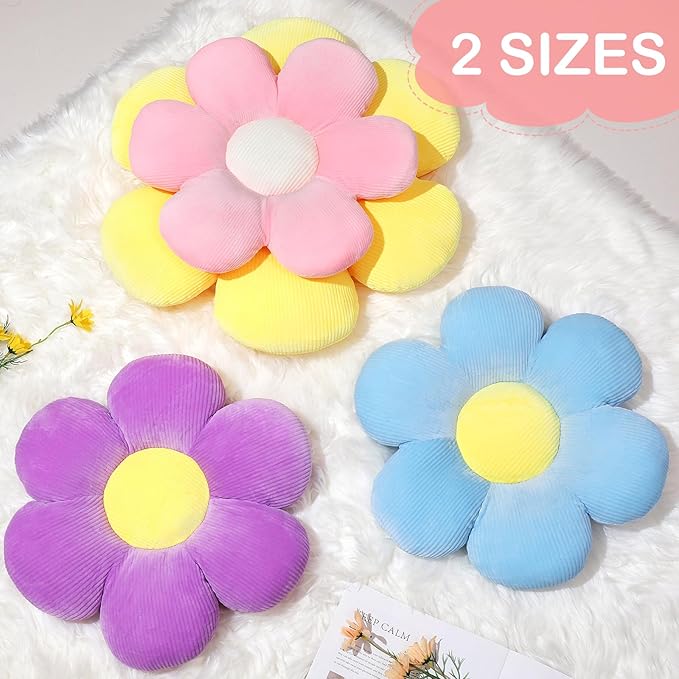 Six Petal Flower Pillow,Soft Flower Shaped Throw Pillows Cushion Seating for Home Decorative Cute Daisy Throw Pillow for Bed Sofa Couch (Blue,15.7'')