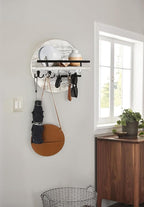 Key Holder for Wall with Shelf - Wood Mail Organizer and Rack with Shelf Hooks Wall Mounted for Entryway Decor Magazines Letter Storage Farmhouse Living Room Bedroom Doorway (White)