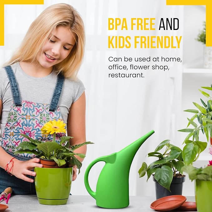 KP KOOL PRODUCTS 1/2 Gallon Green Watering Can – Small Plastic Plant Waterer for Indoor & Outdoor Use – Lightweight Garden Tool with Easy Pour Spout – Ideal for Flowers, Herbs & Lawns – 1 Pack