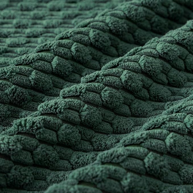 Kevin Textile Decorative Pillow Covers Set of 2 Striped Plush Corduroy Pillows Pillowcases Boho Home Decor Cushion Covers for Couch Sofa Bed Living Room 16x16 Inch, Army Green
