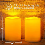 Homemory 4"x6" Large Solar Candles Outdoor Waterproof, Dusk to Dawn, Solar Powered Flameless Candles for Outdoor, Lanterns, Set of 2