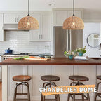 Brown Rattan Light Fixture 15ft Plug In Pendant Light Woven Pendant Light Boho Chandelier Wicker Pendant Light Boho Pendant Light Plug In for Dining Room Kitchen Island Bedroom(Bulb Incl.)