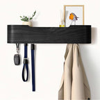 Coat Hooks Wall Mount with Shelf, 4 Hidden Hooks, 16.5 Inch Entryway Organizer for Coats, Hats, Bags, Keys, Decorative Wall Hooks (Black, 4 Hooks)